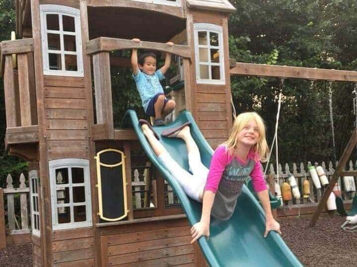 Kids having fun at the resort playground